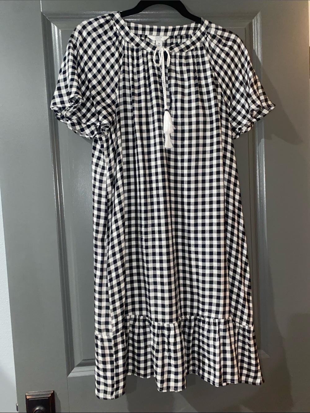 Black and white dress with drawstring neck